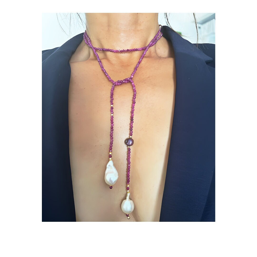 Ruby Lariat Necklace