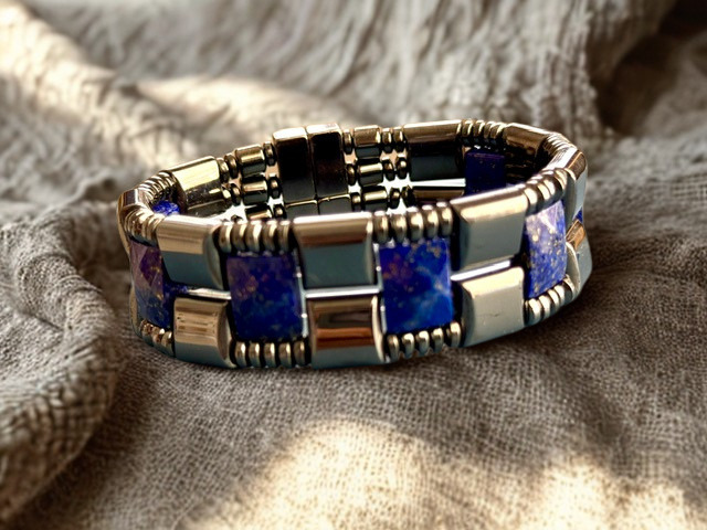 The Luxe Line Quad- Strength Silver Hematite Lapis Lazuli Bracelet