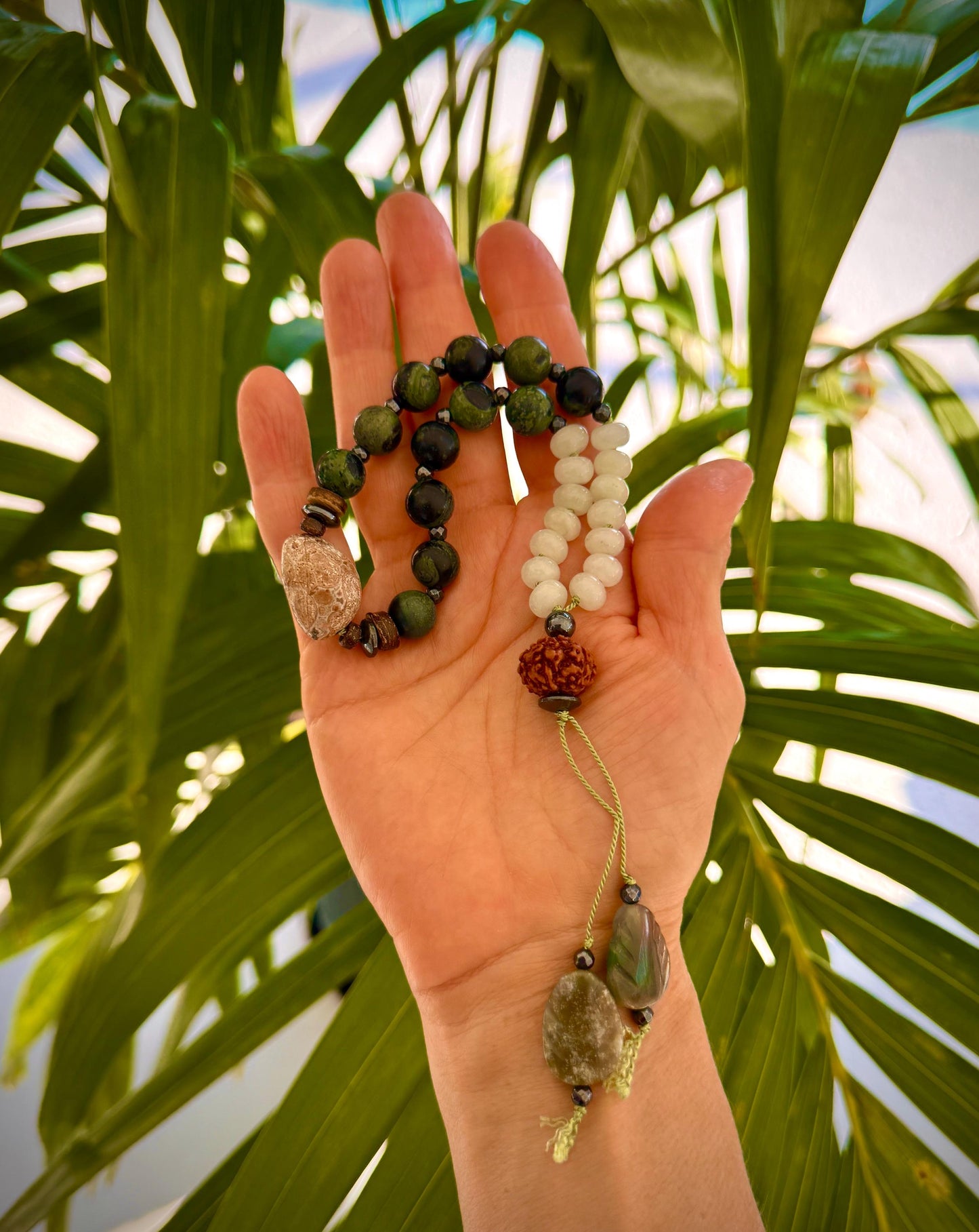 Patcha Mama 27 bead Mini pocket Mala: Earth’s Embrace in Hand-Knotted Jasper, Suevite & Agate