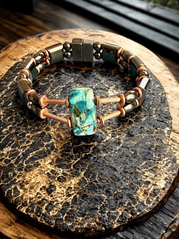 Hematite Bracelet with Copper Accents